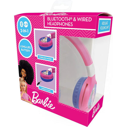 Lexibook Barbie Bluetooth Portable Speaker & 2-in-1 Bluetooth/Wired Foldable Headphone