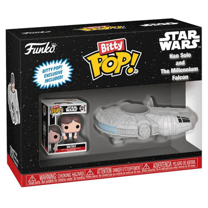 Funko Bitty POP! Rides Star Wars Han Solo and The Millennium Falcon Vinyl Figures Set (2.3 cm, Pack of 2)