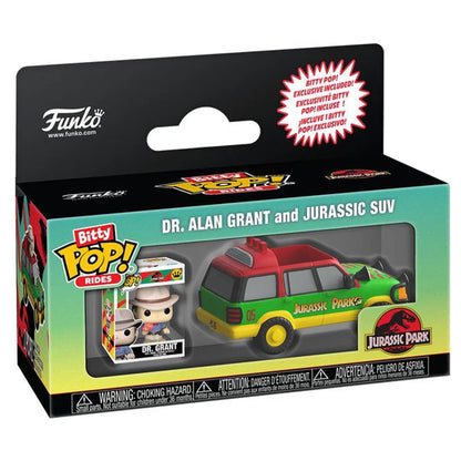Funko Bitty POP! Rides Jurassic Park Dr. Alan Grant and Jurassic SUV Vinyl Figures Set (2.3 cm, Pack of 2)