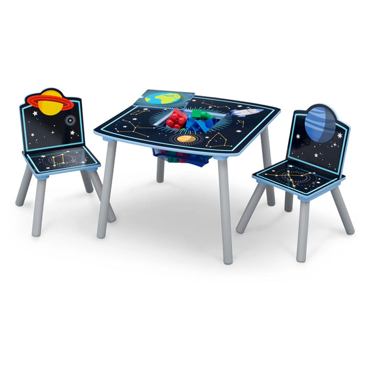 Delta Children Space Adventures Kids Wood Table and Chair Set with Storage