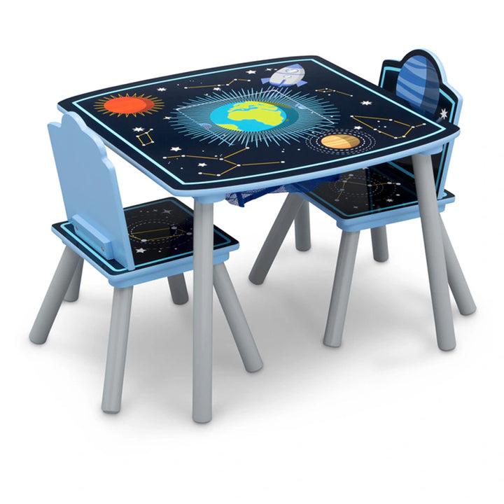 Delta Children Space Adventures Kids Wood Table and Chair Set with Storage