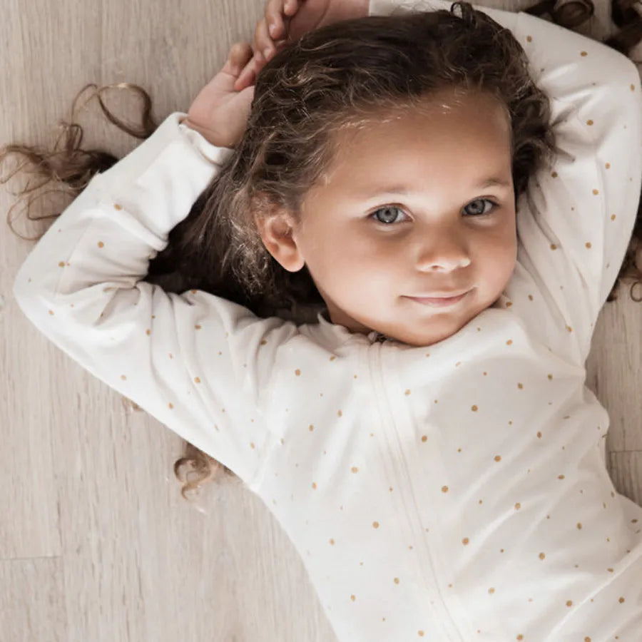 Elli Junior Bamboo Two Way Zip Pajamas Golden Dots Elli Junior Bamboo Two Way Zip Pajamas Golden Dots
