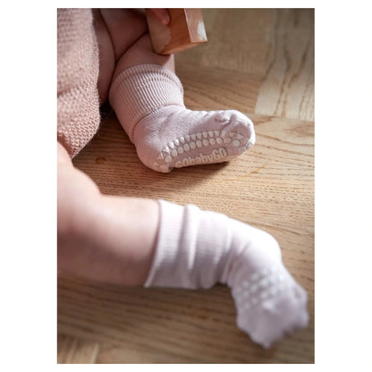 Go Baby Go Non-Slip Socks Bamboo (6-12M) (Soft Pink)