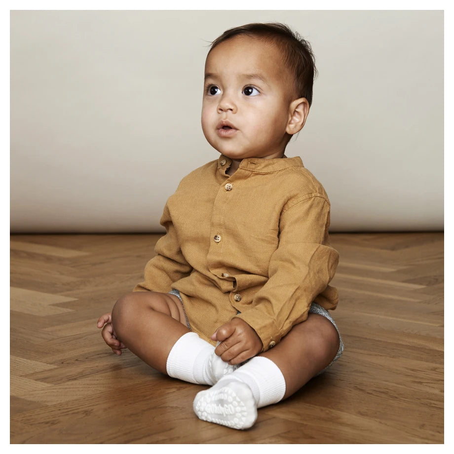 Go Baby Go Non-Slip Socks Bamboo (2-3Yrs) (Off White)