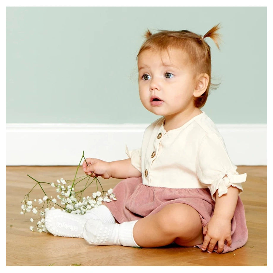 Go Baby Go Non-Slip Socks Bamboo (2-3Yrs) (Off White)