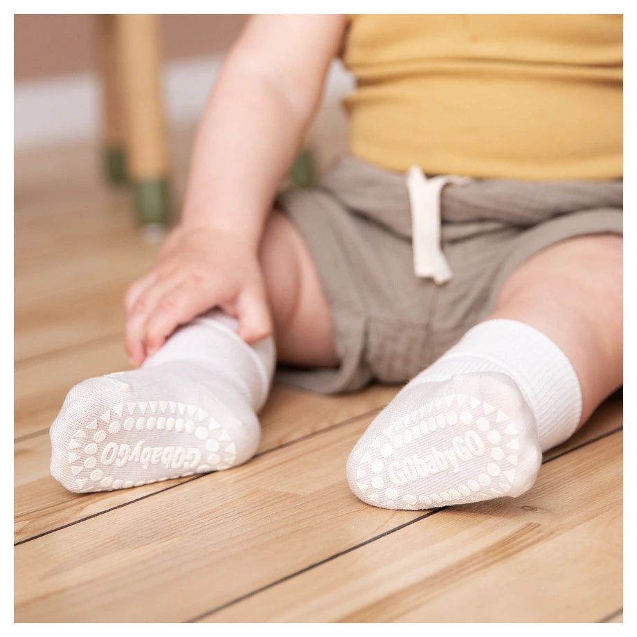 Go Baby Go Non-Slip Socks Bamboo (2-3Yrs) (Off White)