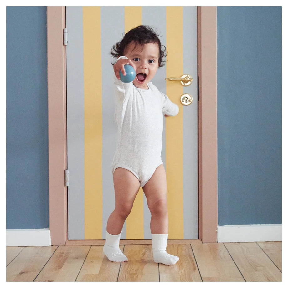Go Baby Go Non-Slip Socks Bamboo (2-3Yrs) (Off White)