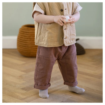 Go Baby Go Non-Slip Socks Bamboo (6-12M) (Sand)