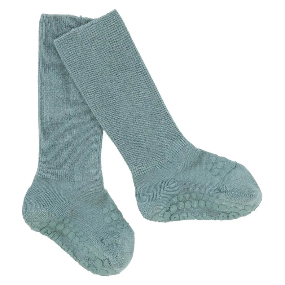 Go Baby Go Non-Slip Socks Bamboo (6-12M) (Dusty Blue)