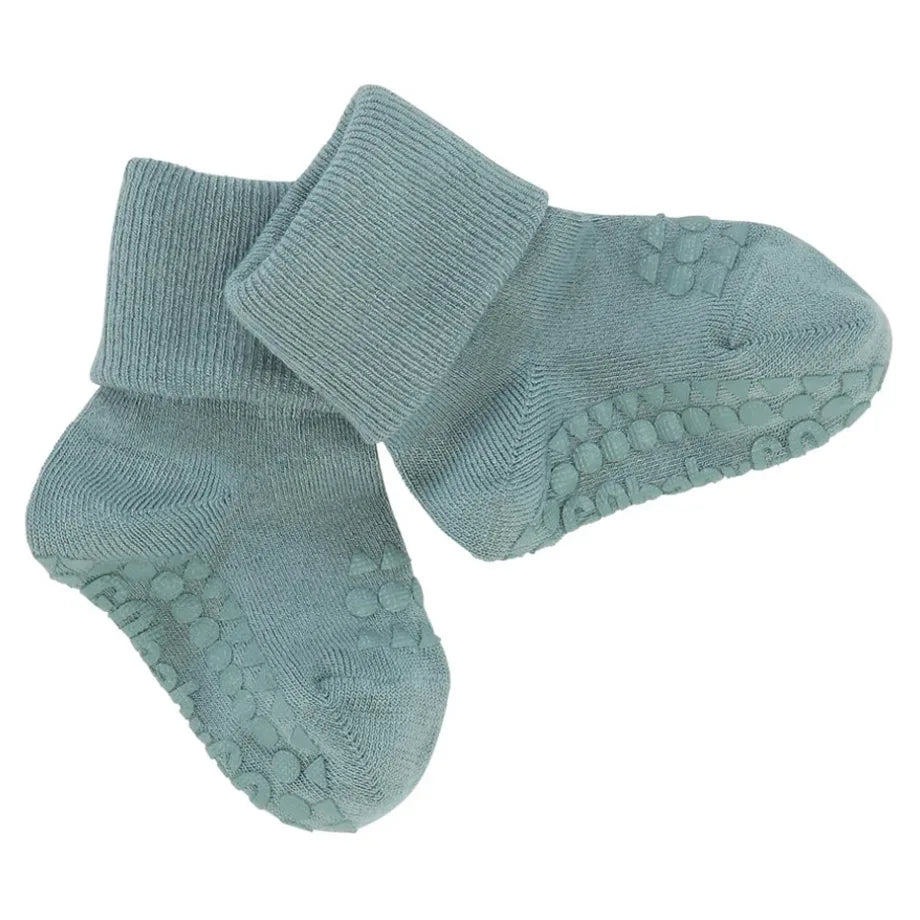 Go Baby Go Non-Slip Socks Bamboo (6-12M) (Dusty Blue)