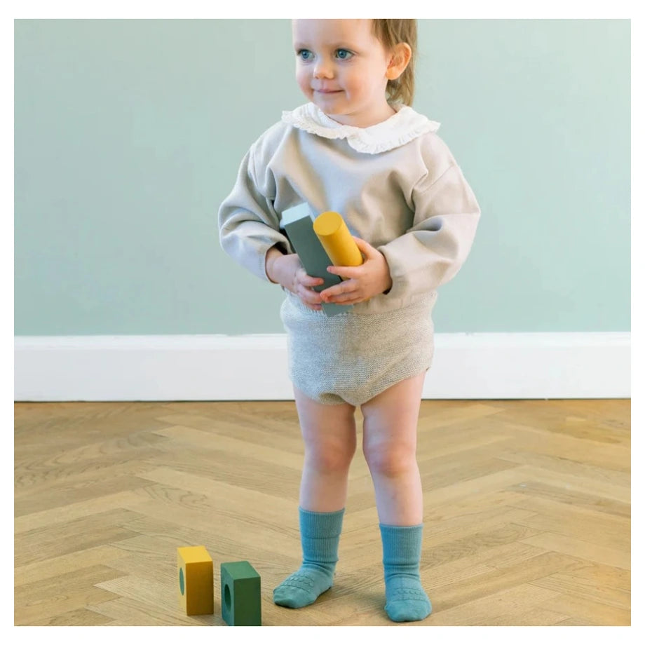 Go Baby Go Non-Slip Socks Bamboo (6-12M) (Dusty Blue)