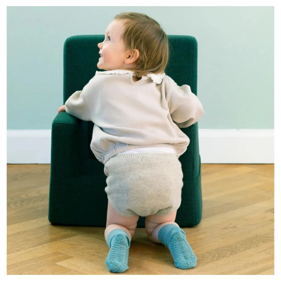 Go Baby Go Non-Slip Socks Bamboo (6-12M) (Dusty Blue)