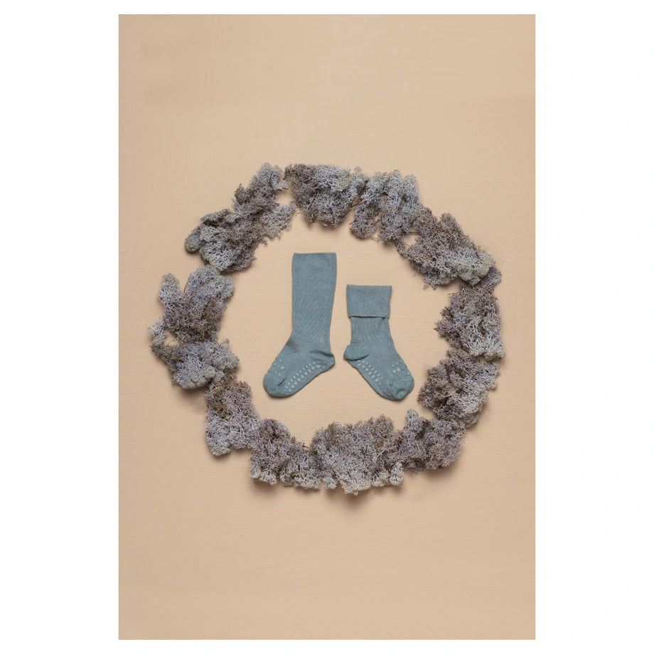 Go Baby Go Non-Slip Socks Bamboo (6-12M) (Dusty Blue)