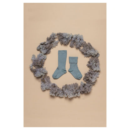 Go Baby Go Non-Slip Socks Bamboo (6-12M) (Dusty Blue)