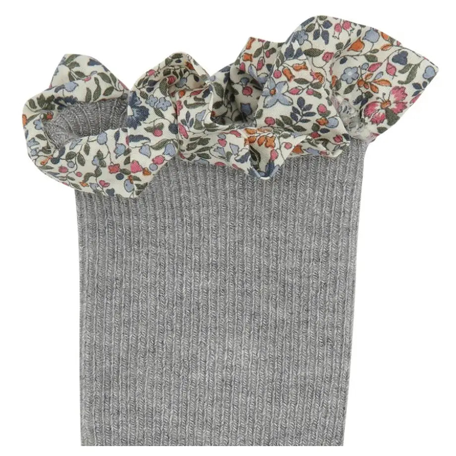 Go Baby Go Non-Slip Socks Bamboo Liberty (6-12M) (Grey & Orange)