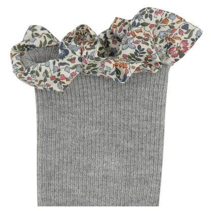 Go Baby Go Non-Slip Socks Bamboo Liberty (6-12M) (Grey & Orange)