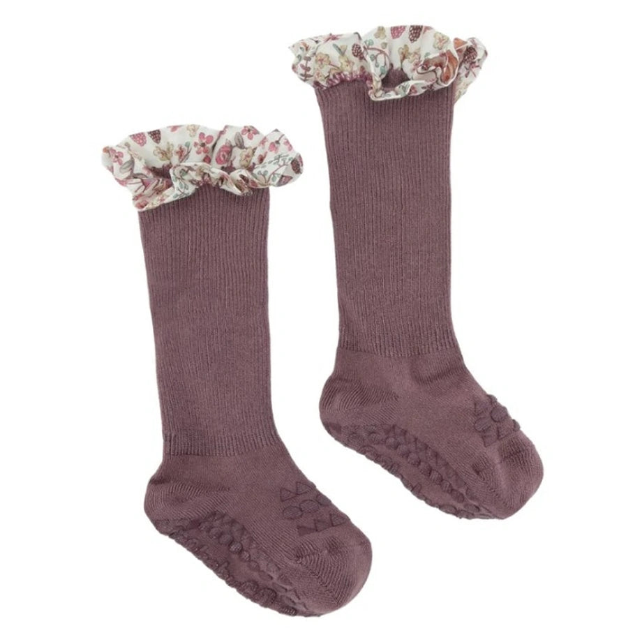 Go Baby Go Non-Slip Socks Bamboo Liberty (2-3Yrs) (Misty Plum)