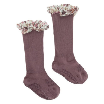 Go Baby Go Non-Slip Socks Bamboo Liberty (2-3Yrs) (Misty Plum)