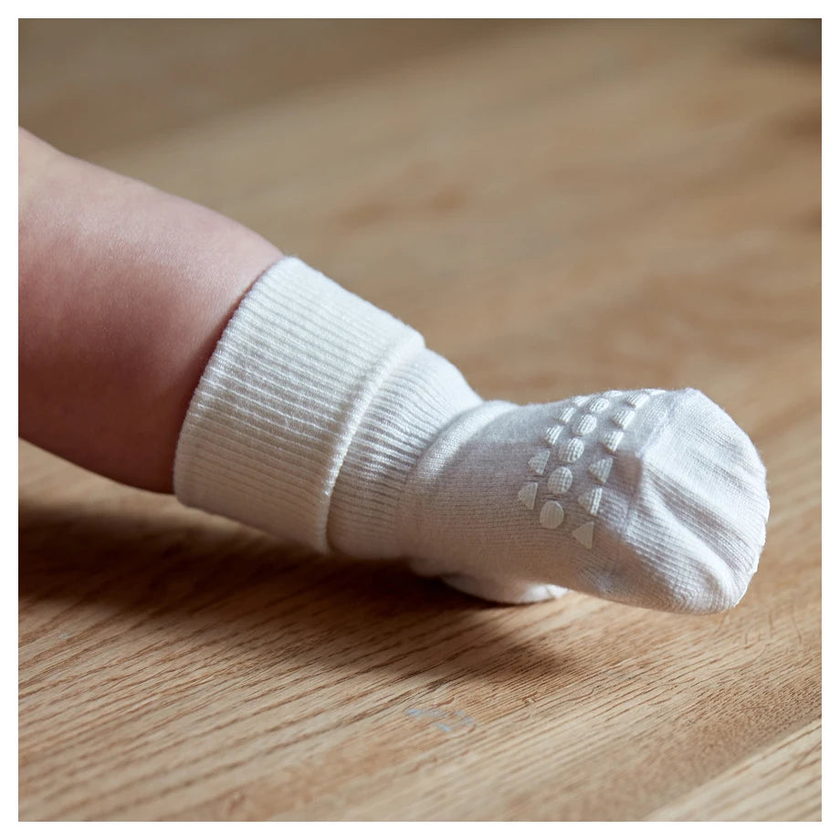 Go Baby Go Non-Slip Socks Bamboo (6-12M) (Off White)