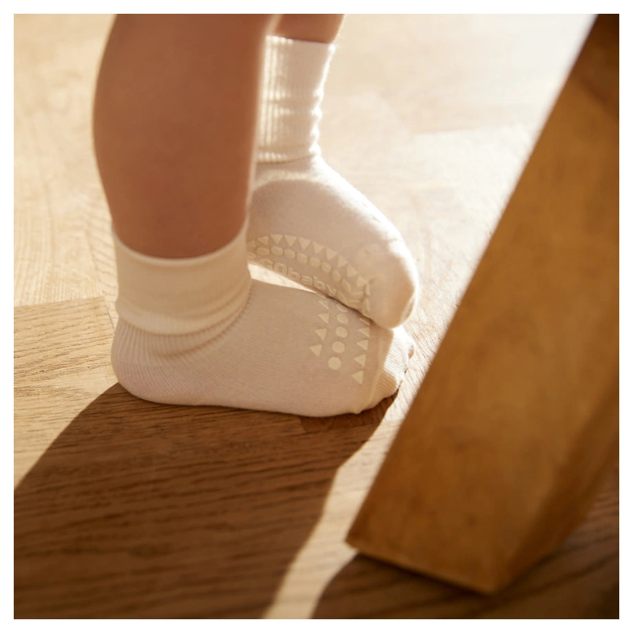 Go Baby Go Non-Slip Socks Bamboo (6-12M) (Off White)