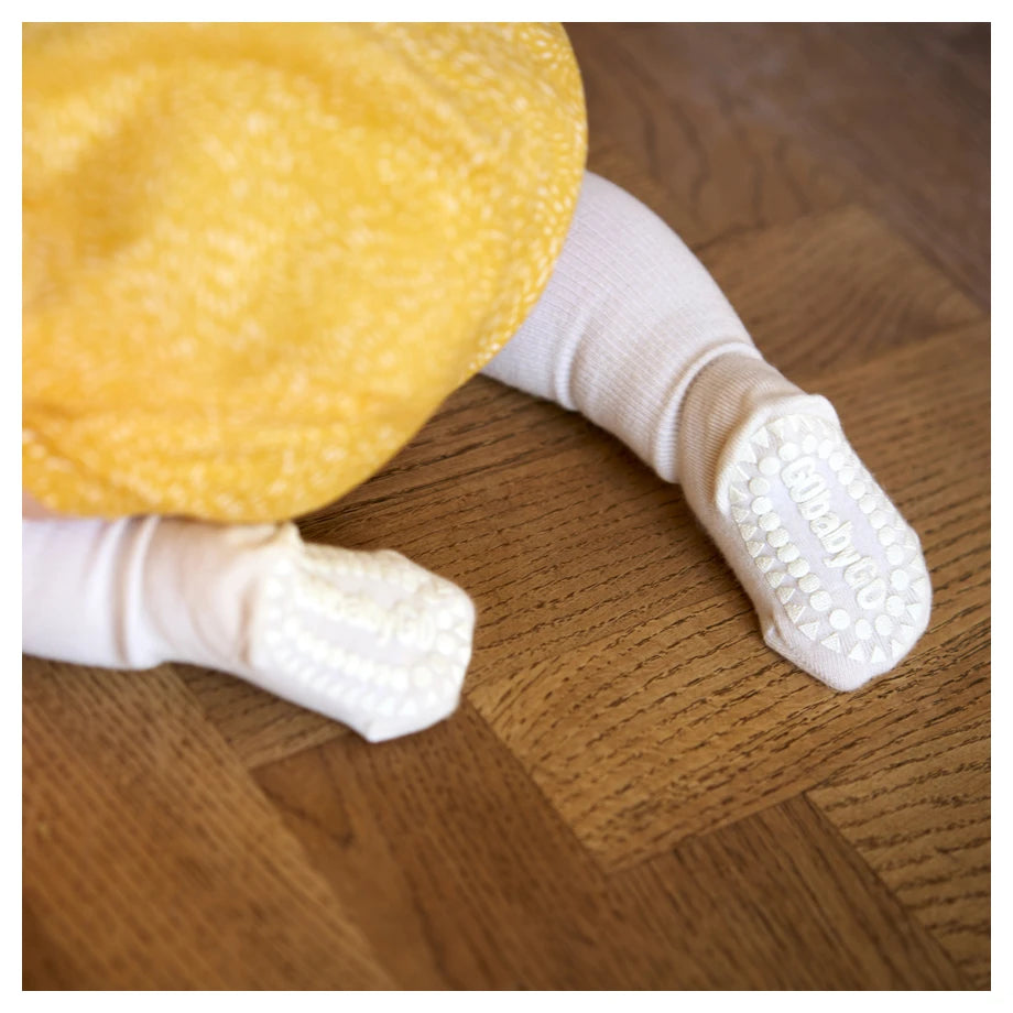 Go Baby Go Non-Slip Socks Bamboo (6-12M) (Off White)