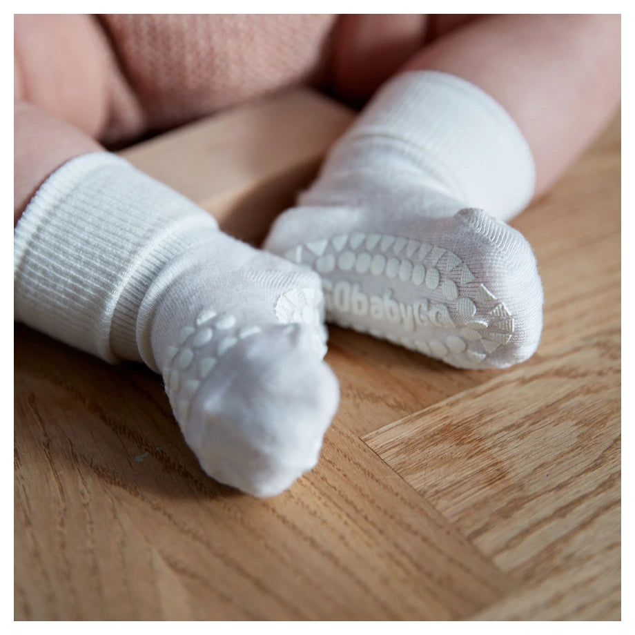 Go Baby Go Non-Slip Socks Bamboo (1-2Yrs) (Off White)
