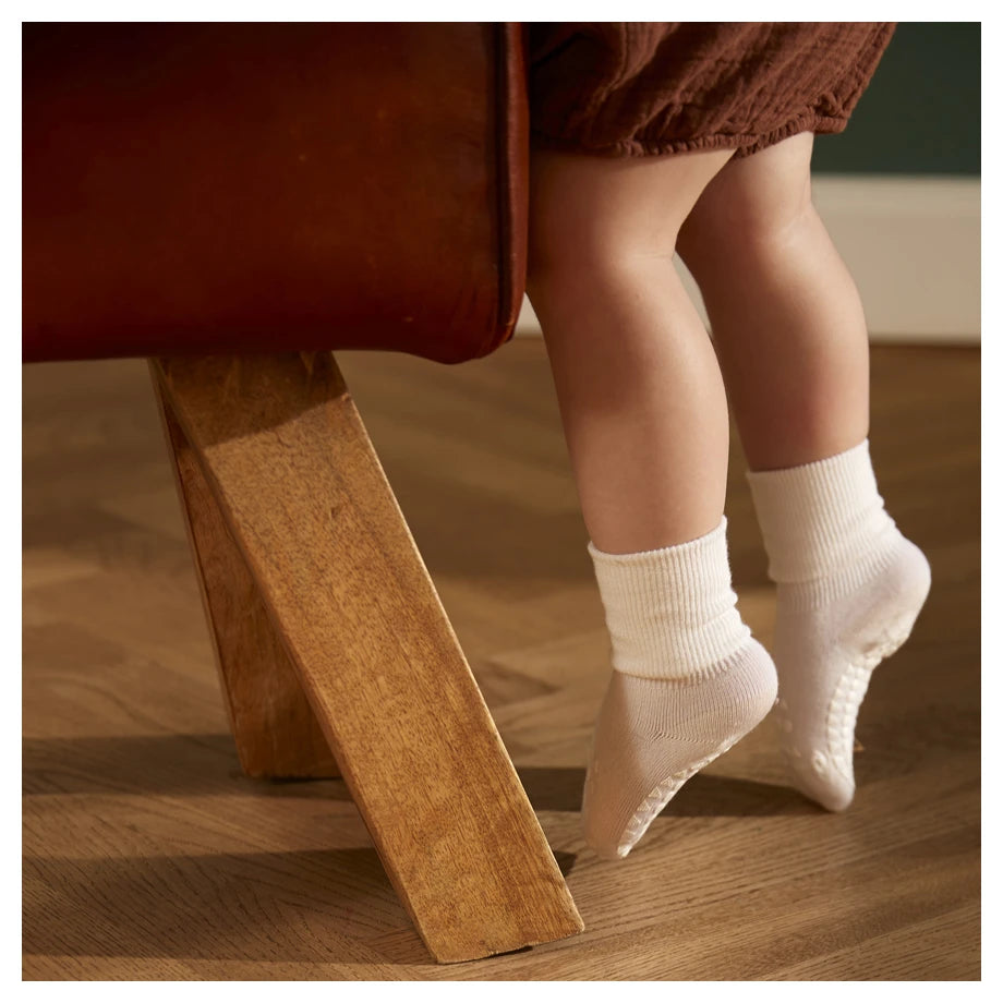 Go Baby Go Non-Slip Socks Bamboo (1-2Yrs) (Off White)