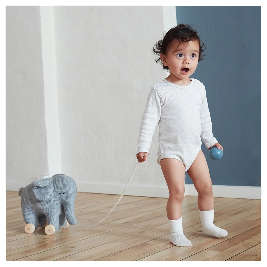 Go Baby Go Non-Slip Socks Bamboo (1-2Yrs) (Off White)