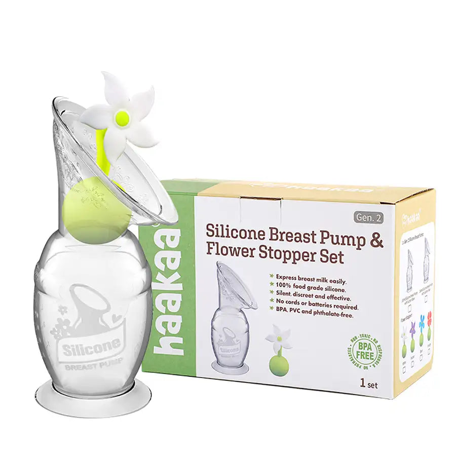 Haakaa - Silicone Breast Pump & Flower Stopper (White)