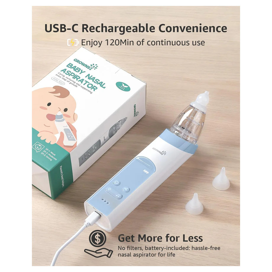Grownsy Electric Nasal Aspirator With 3 Silicone Tips