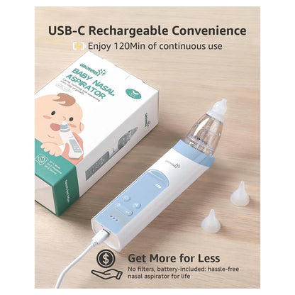 Grownsy Electric Nasal Aspirator With 3 Silicone Tips