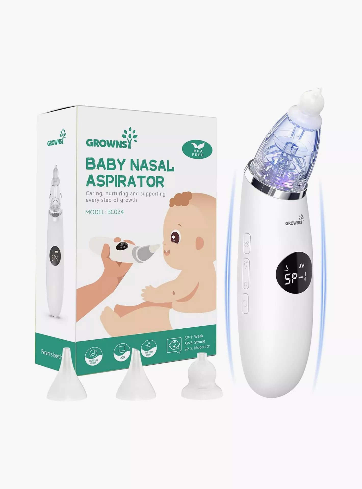 GROWNSY Electric Baby Nasal Aspirator with 3 Suction Modes