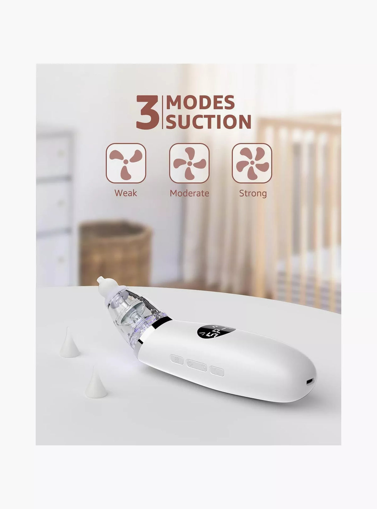 GROWNSY Electric Baby Nasal Aspirator with 3 Suction Modes