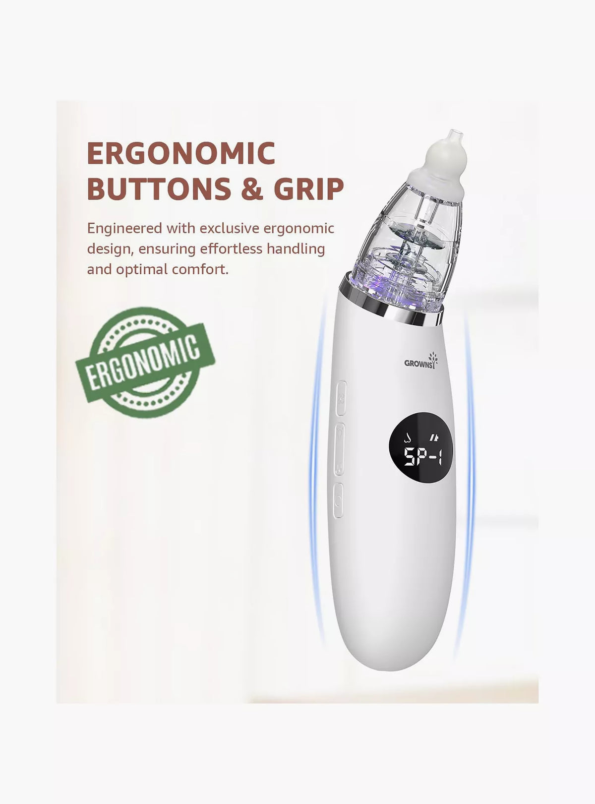 GROWNSY Electric Baby Nasal Aspirator with 3 Suction Modes