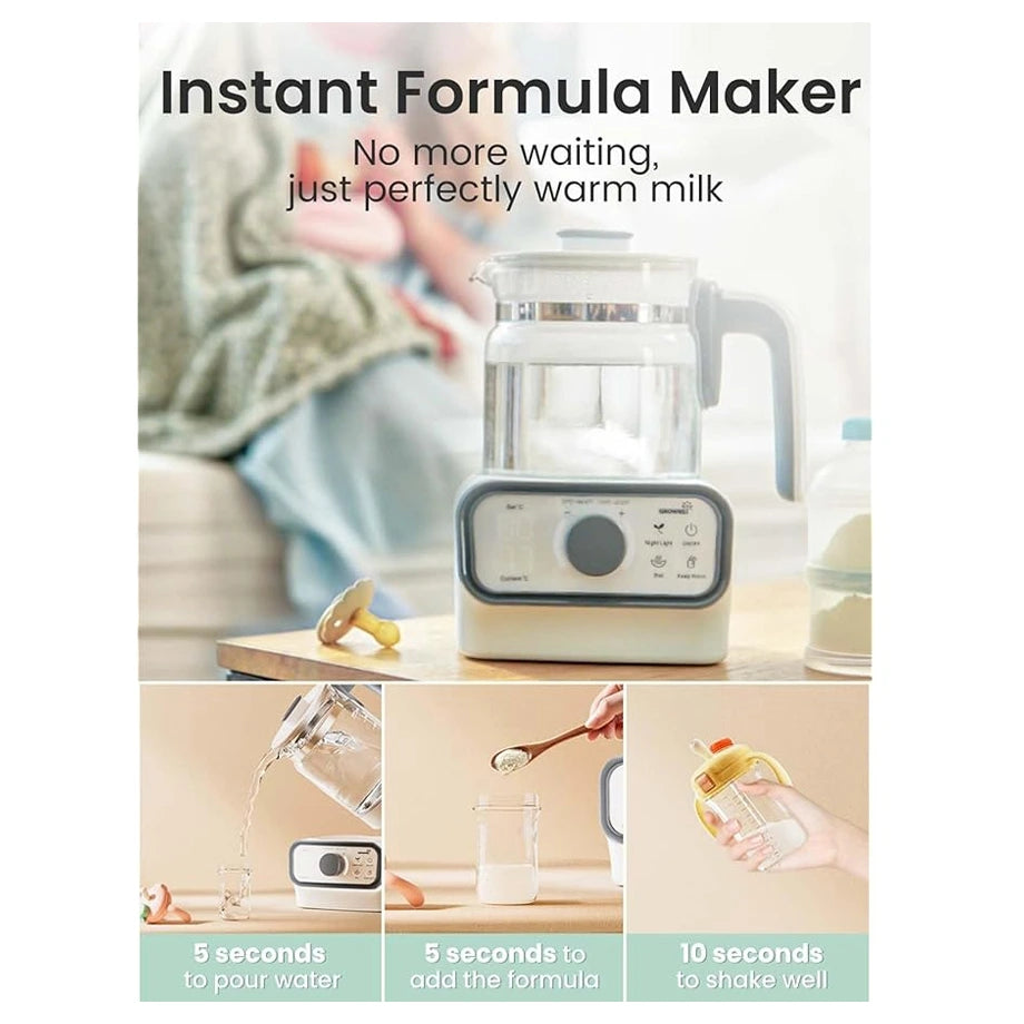 Grownsy Baby Water Boiler 1.3L Instant Warmer with LCD, Timer & Accurate Temperature Control