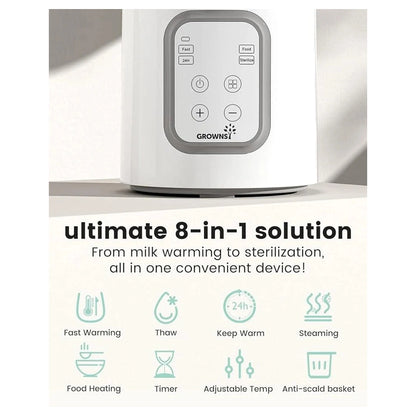 Grownsy 10-in-1 Fast Bottle Warmer With Timer (White)