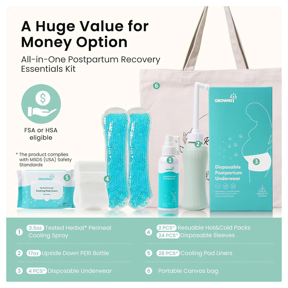 Grownsy All-In-One Postpartum Essentials Kit