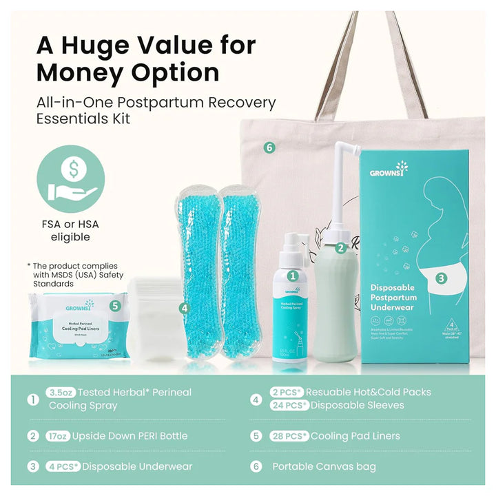 Grownsy All-In-One Postpartum Essentials Kit