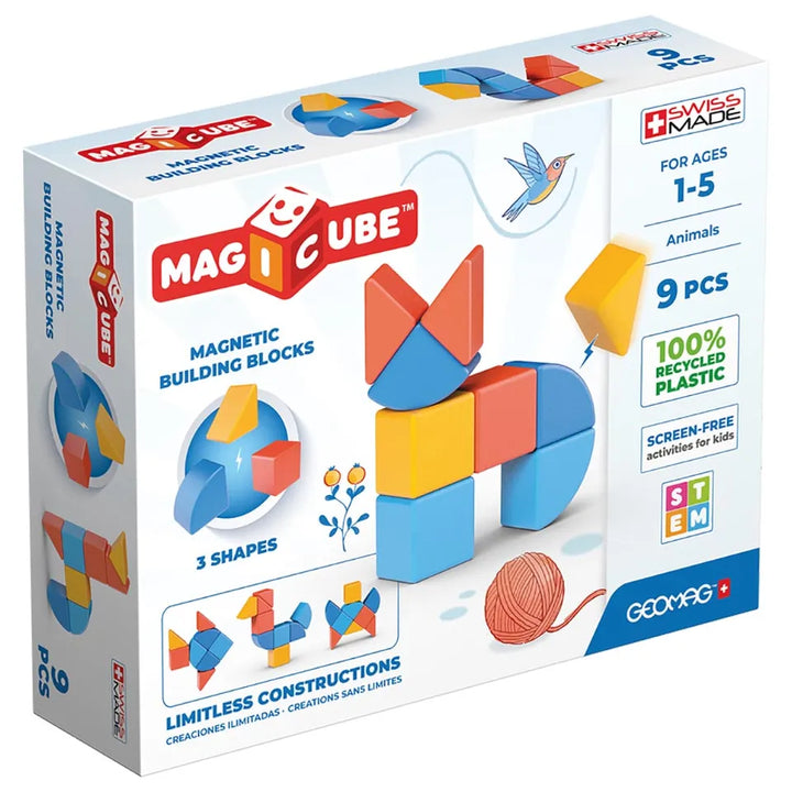 Geomag Magicube 3 Shapes Magnetic Blocks Animals Stem Toy 9pcs