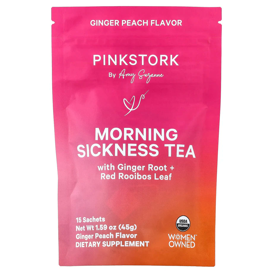Pink Stork Morning Sickness Tea, Ginger Peach, 15 Sachets (45 g)