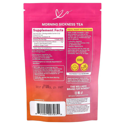 Pink Stork Morning Sickness Tea, Ginger Peach, 15 Sachets (45 g)