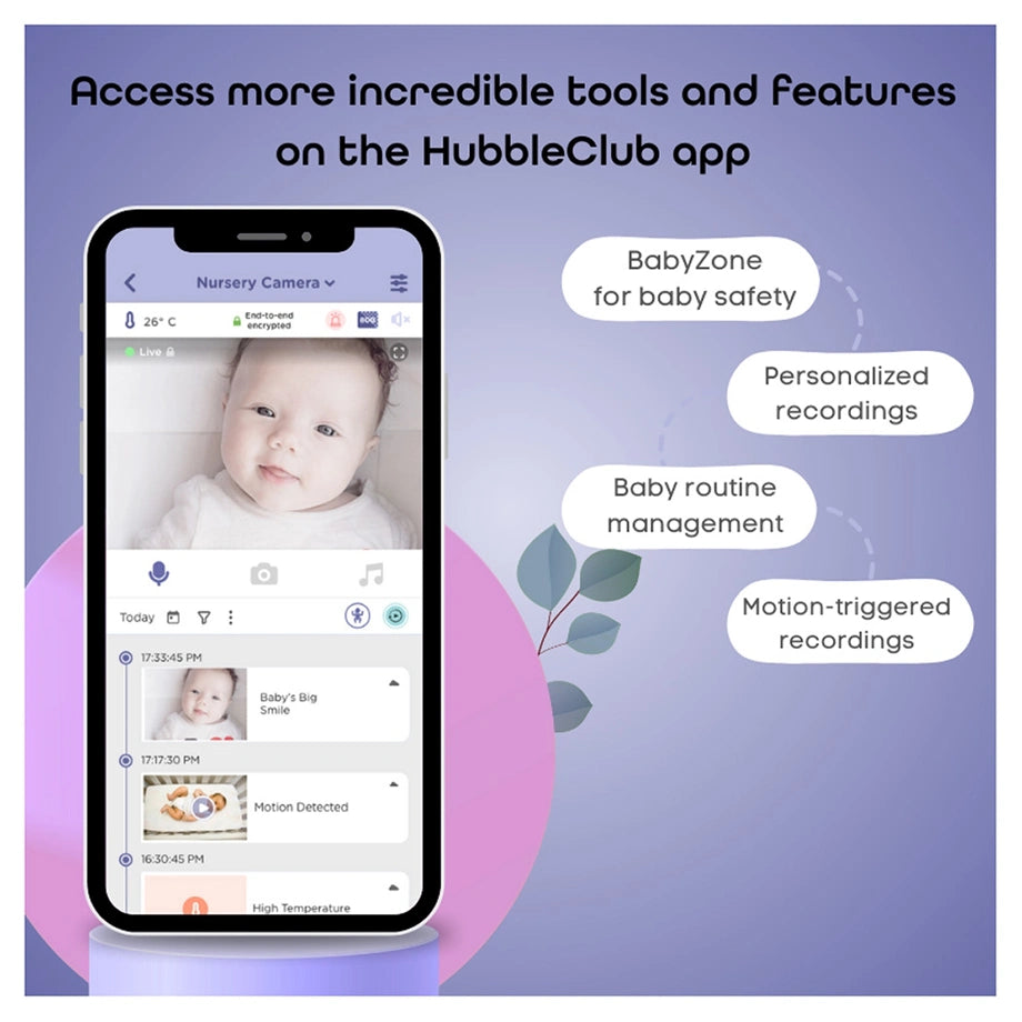 Hubble Connected Nursery Pal Glow+ Smart Baby Monitor with 5" Parent Unit & Wi-Fi