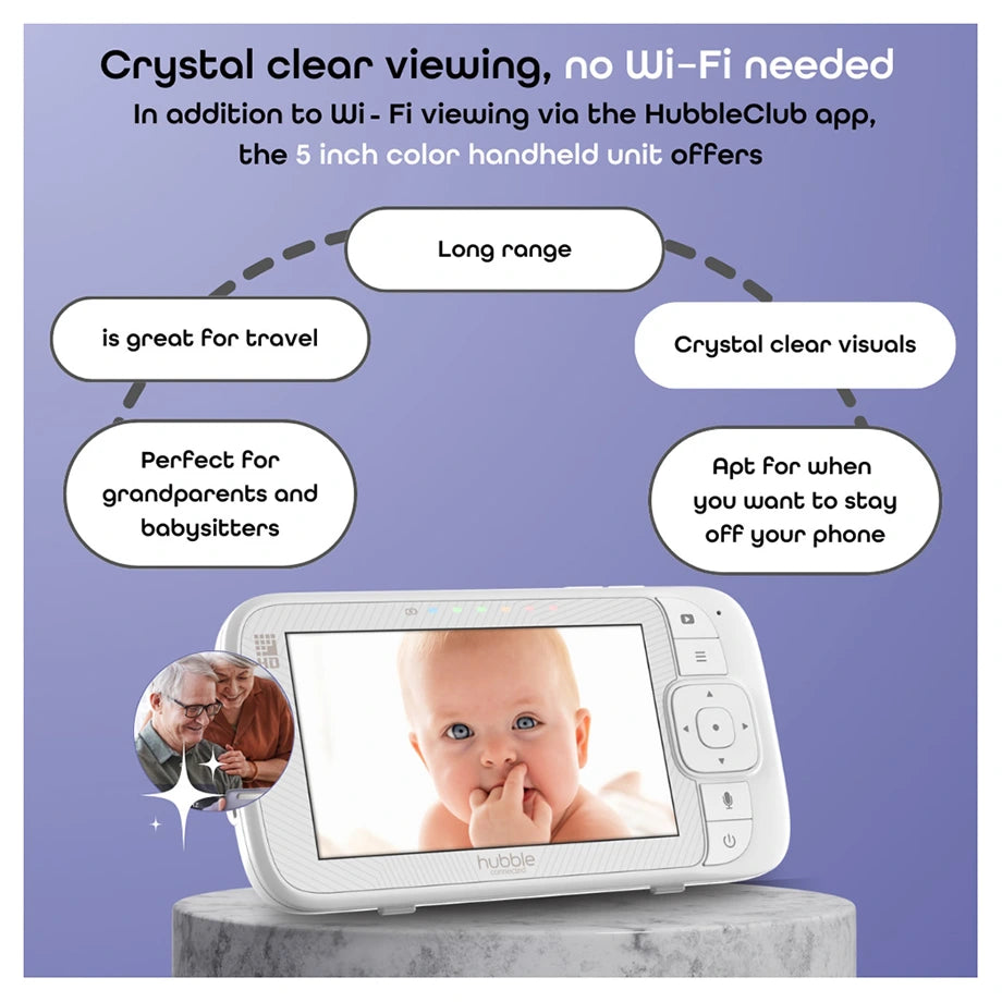 Hubble Connected Nursery Pal Glow+ Smart Baby Monitor with 5" Parent Unit & Wi-Fi