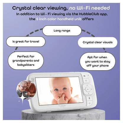 Hubble Connected Nursery Pal Glow+ Smart Baby Monitor with 5" Parent Unit & Wi-Fi
