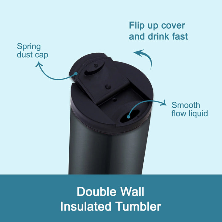 Hydrobrew Double Wall Insulated Tumbler Water Bottle 500ml (Black)
