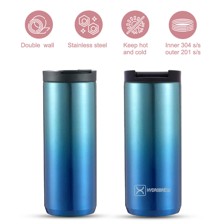 Hydrobrew Double Wall Insulated Tumbler Water Bottle 500ml (Blue)