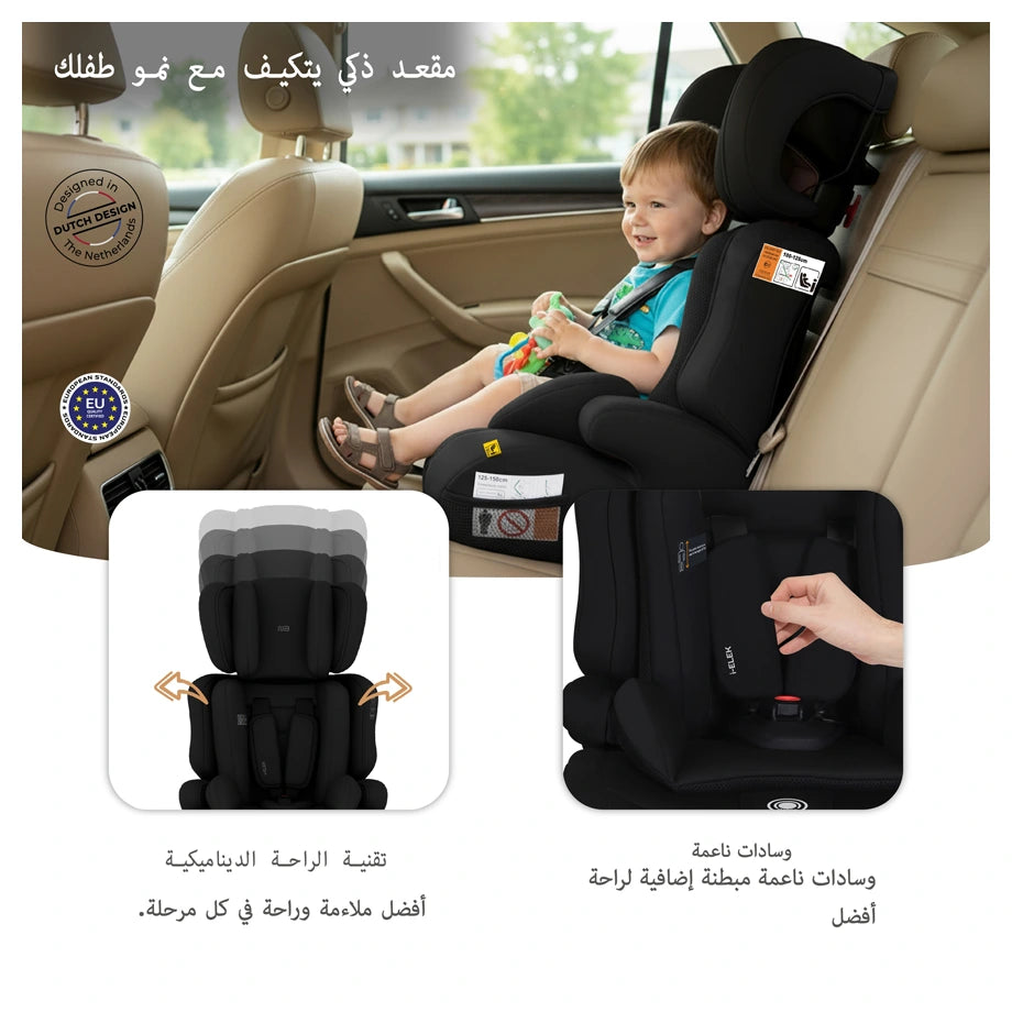 Neobreez ELEK 3-in-1 Toddler Car Seat i-Size 9m-12Y (Black)