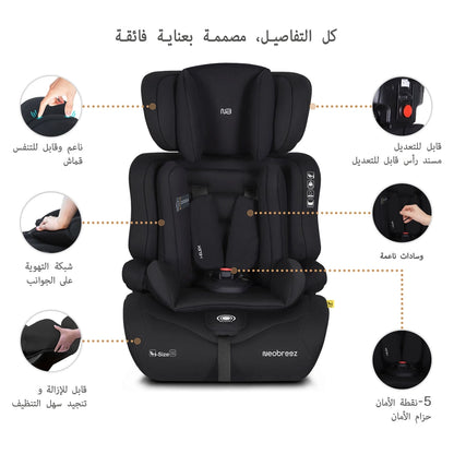 Neobreez ELEK 3-in-1 Toddler Car Seat i-Size 9m-12Y (Black)
