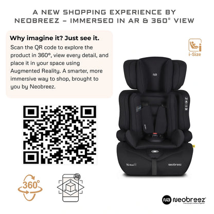 Neobreez ELEK 3-in-1 Toddler Car Seat i-Size 9m-12Y (Black)