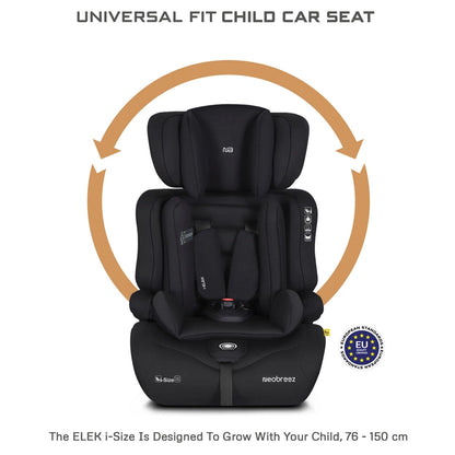 Neobreez ELEK 3-in-1 Toddler Car Seat i-Size 9m-12Y (Black)